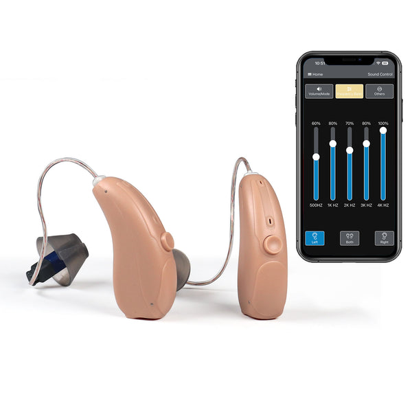 Rechargeable Bluetooth Hearing Aid Customizable with Mobile App | Behind the Ear | MX-Smart 2